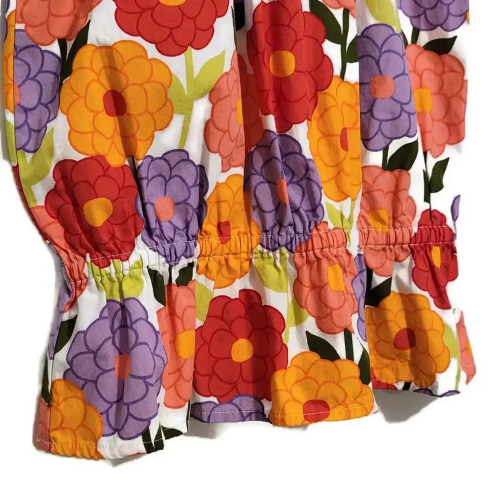 Gymboree Girls Floral Cotton Top Colorful Short Sleeve Summer Shirt Size 8